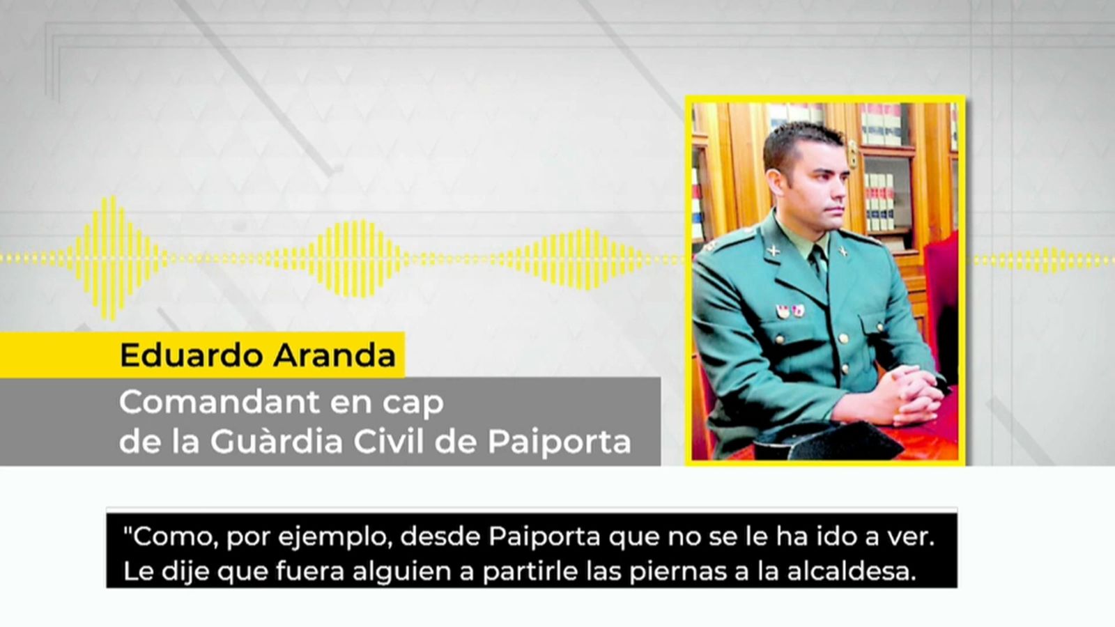 En imatge, la transcripció d'un dels audios atribuïts al comandant de la Guàrdia Civil de Paiporta