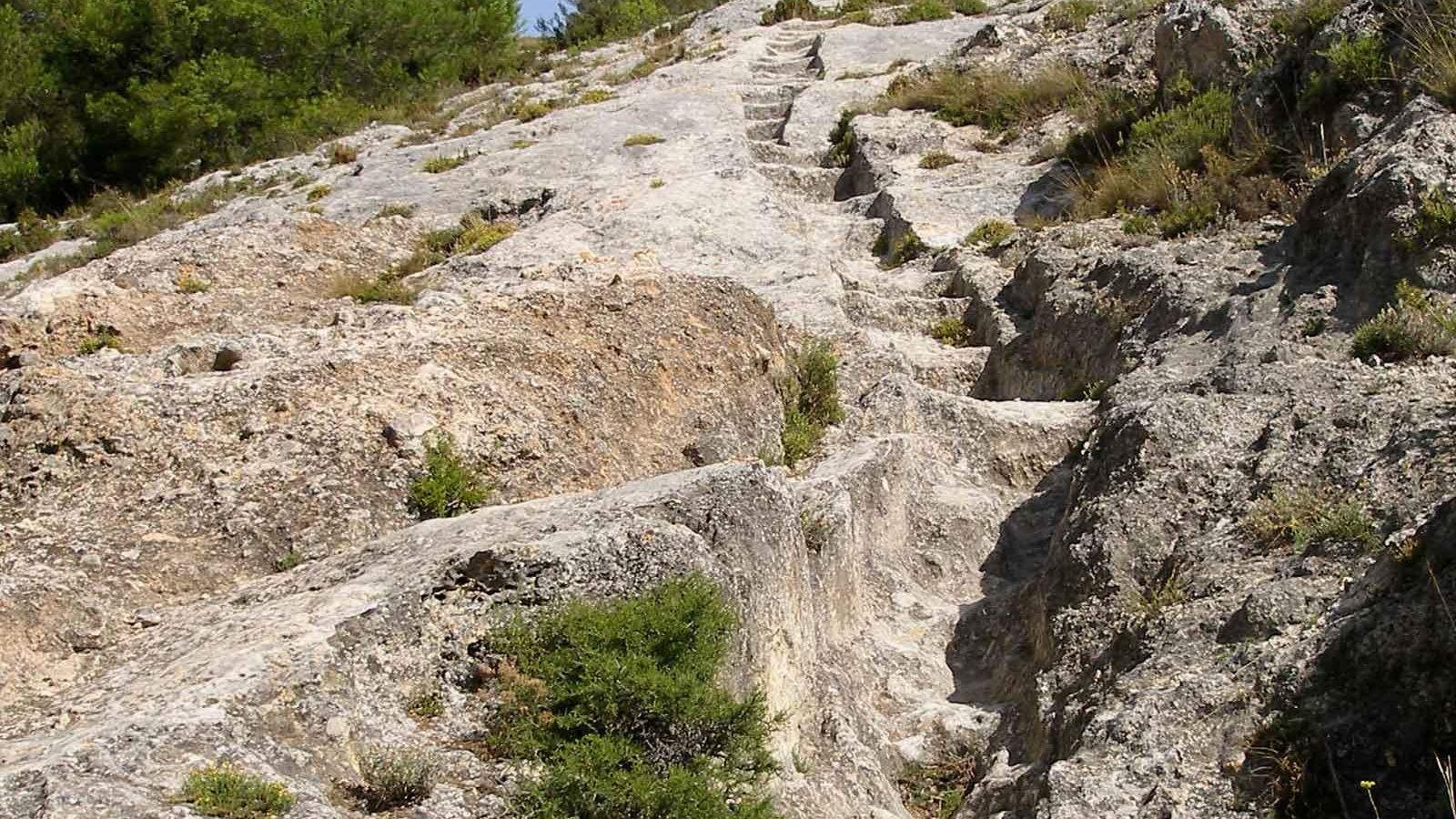 Imatge de una pujada del barranc de la Fos, a Bocairent, un dels punts de la ruta.