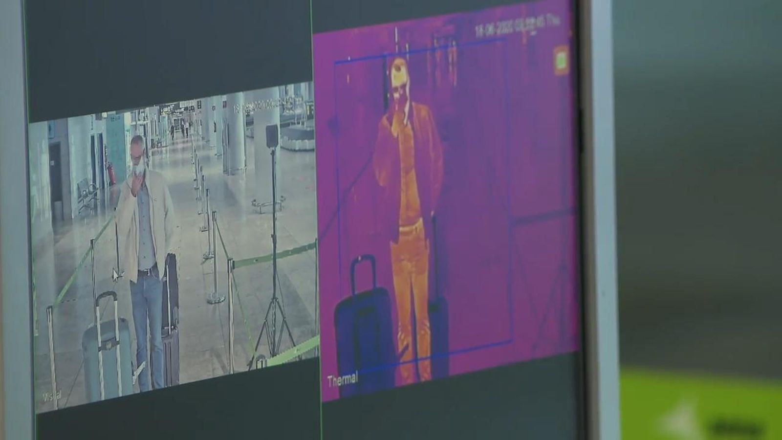 Imatges d'una càmera tèrmica a l'aeroport d'Alacant-Elx