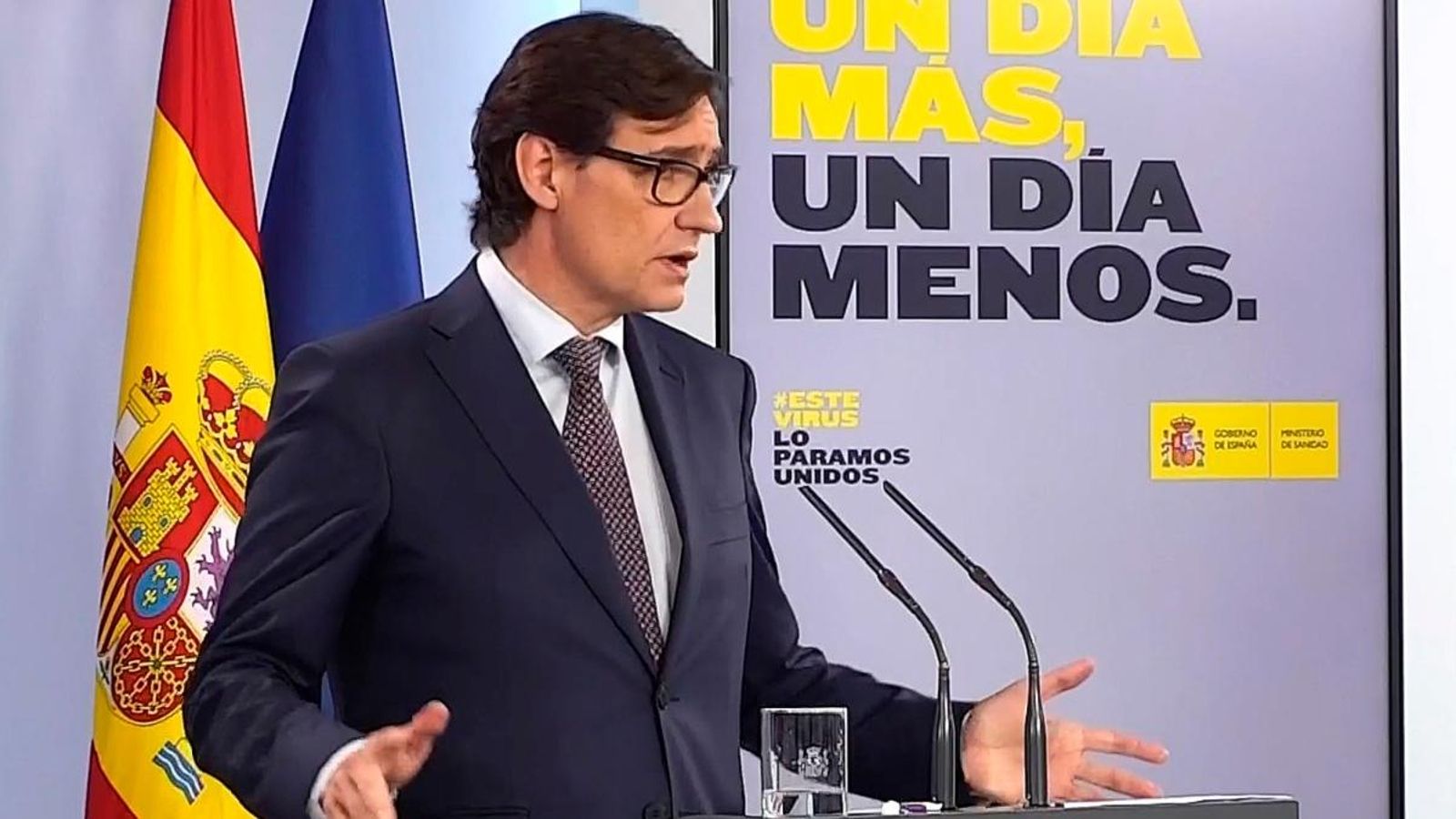 El ministre de Sanitat, Salvador Illa, durant la compareixença d'aquest dissabte