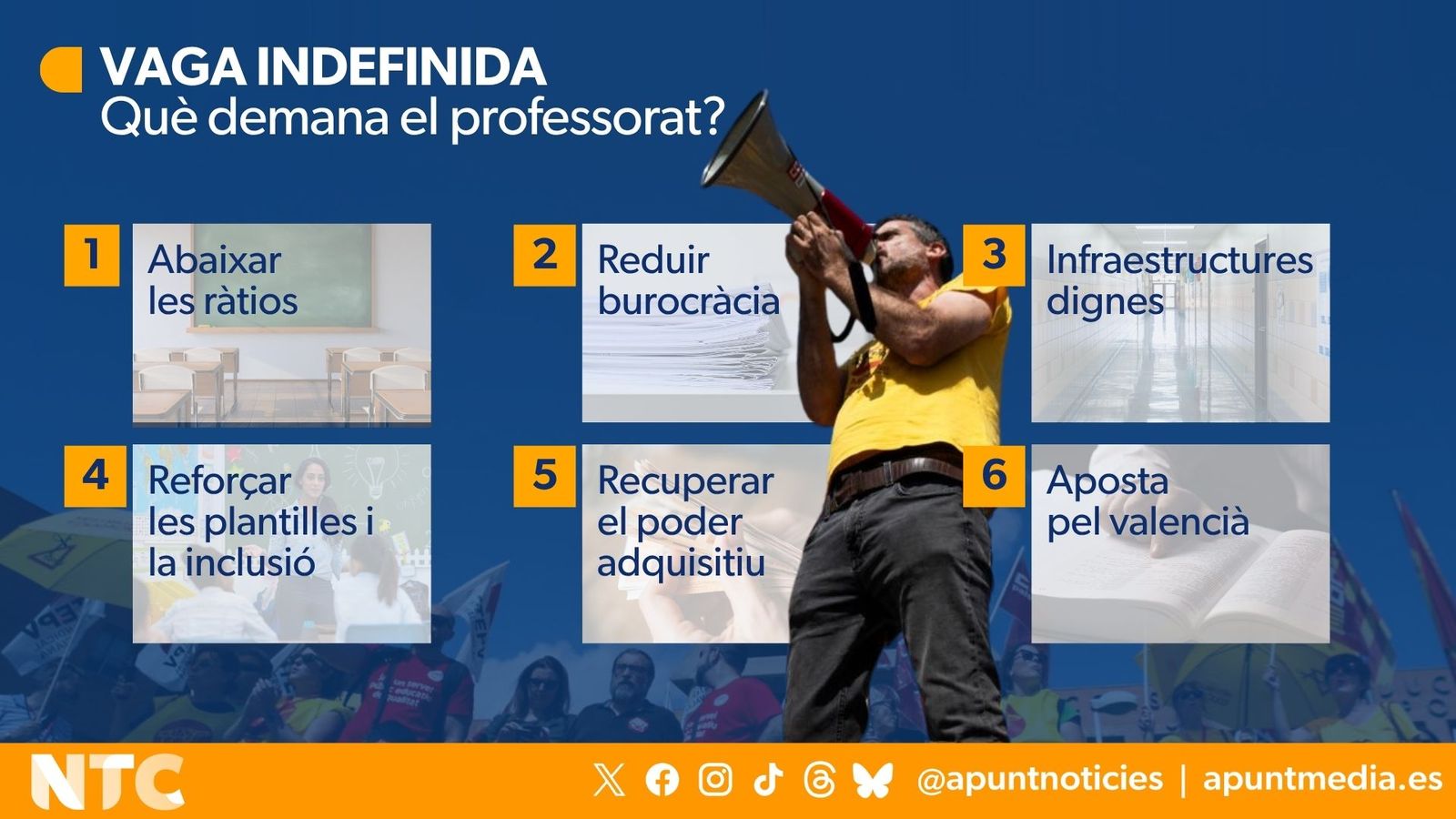 Les reivindicacions del personal docent en la vaga indefinida