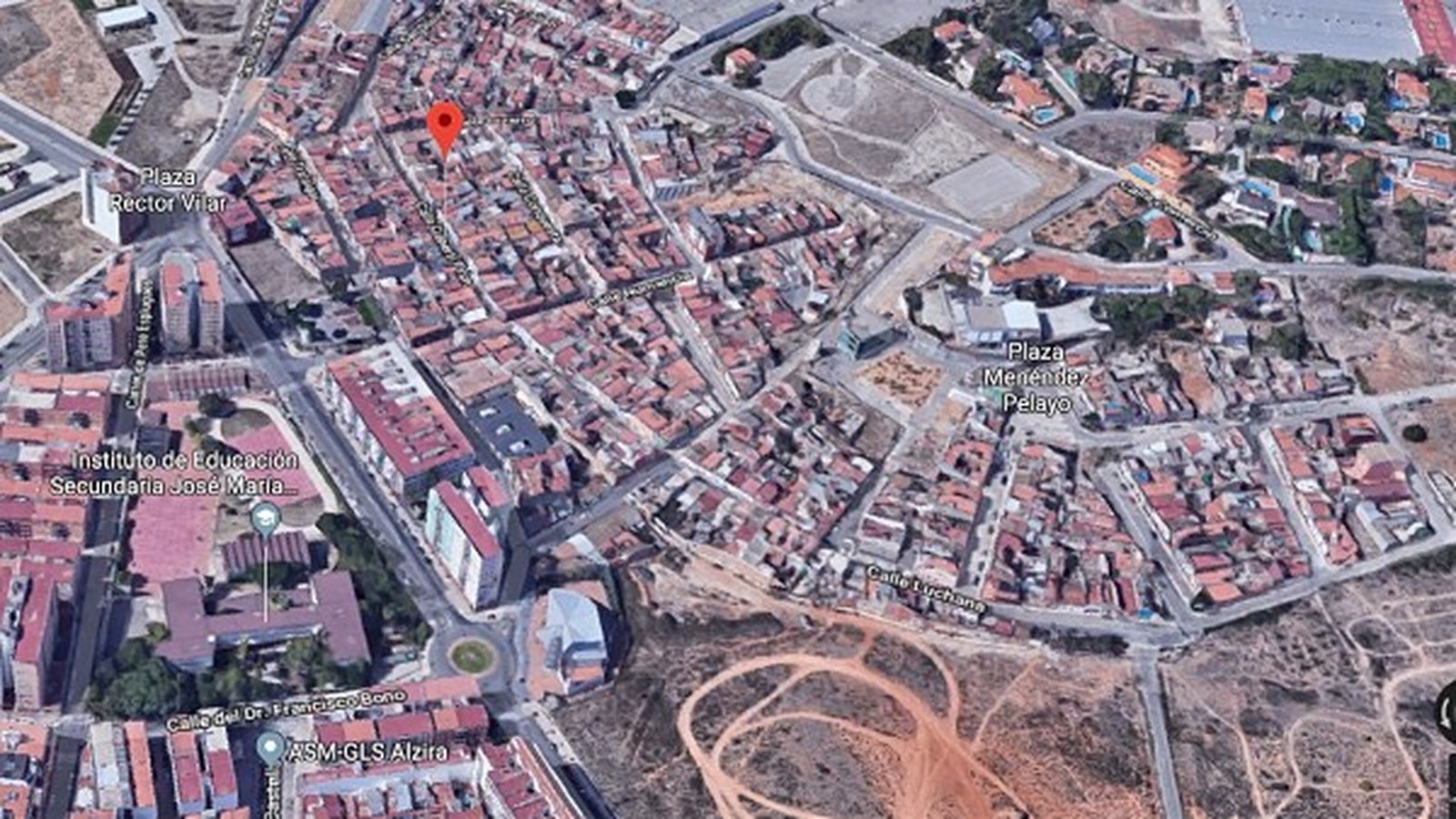 Localització del possible lloc del tiroteig, al barri de l'Alquerieta d'Alzira