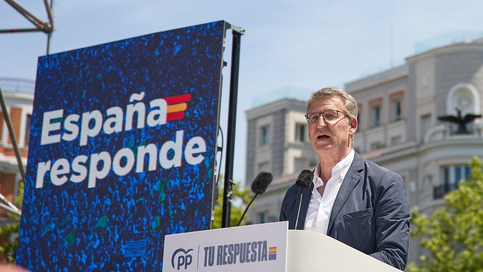 El president del PP, Alberto Núñez Feijóo, este diumenge a Madrid