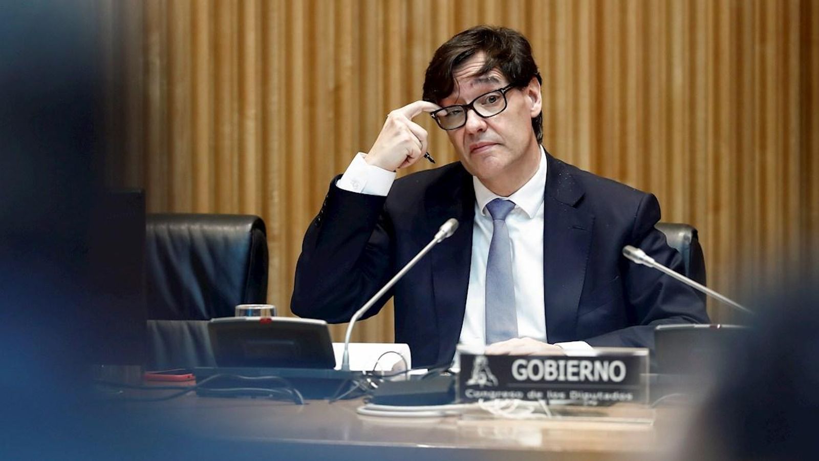 Salvador Illa, durant la compareixença davant la comissió per a la reconstrucció social i econòmica al Congrés