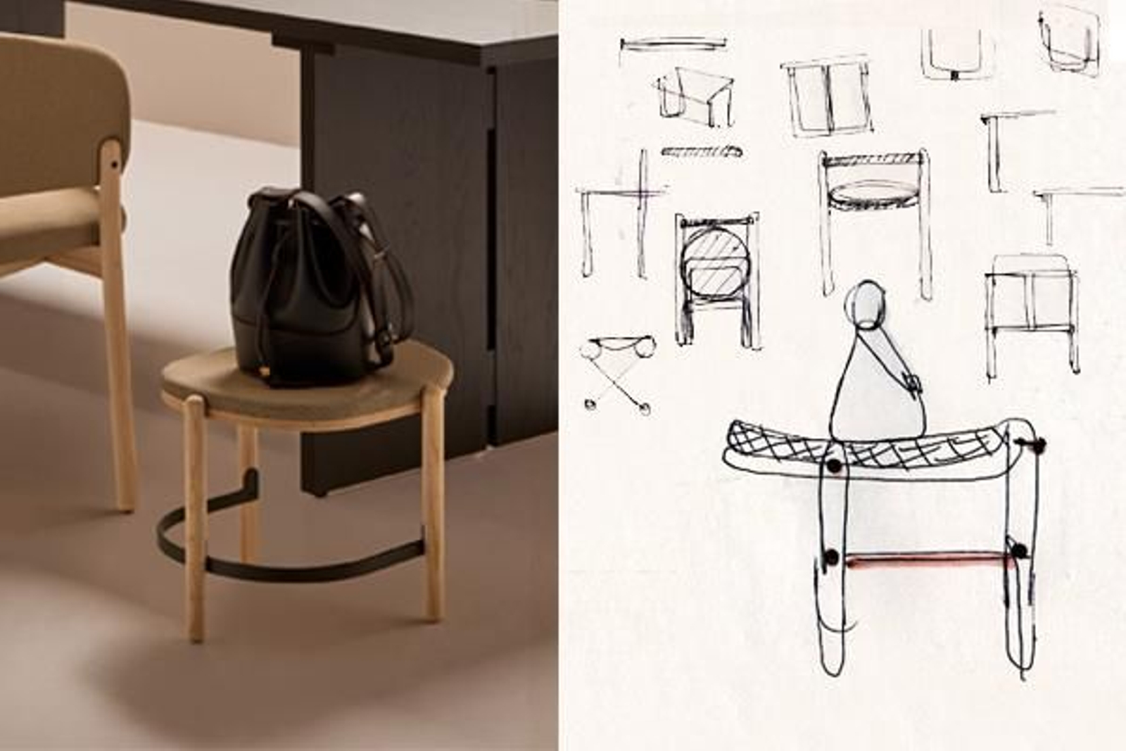 Disseny de tamboret de tres potes