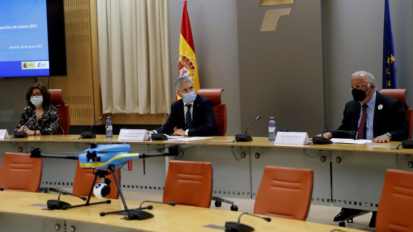 El ministre de l'Interior, Fernando Grande-Marlaska, i el director de la DGT, Pere Navarro, aquest dilluns