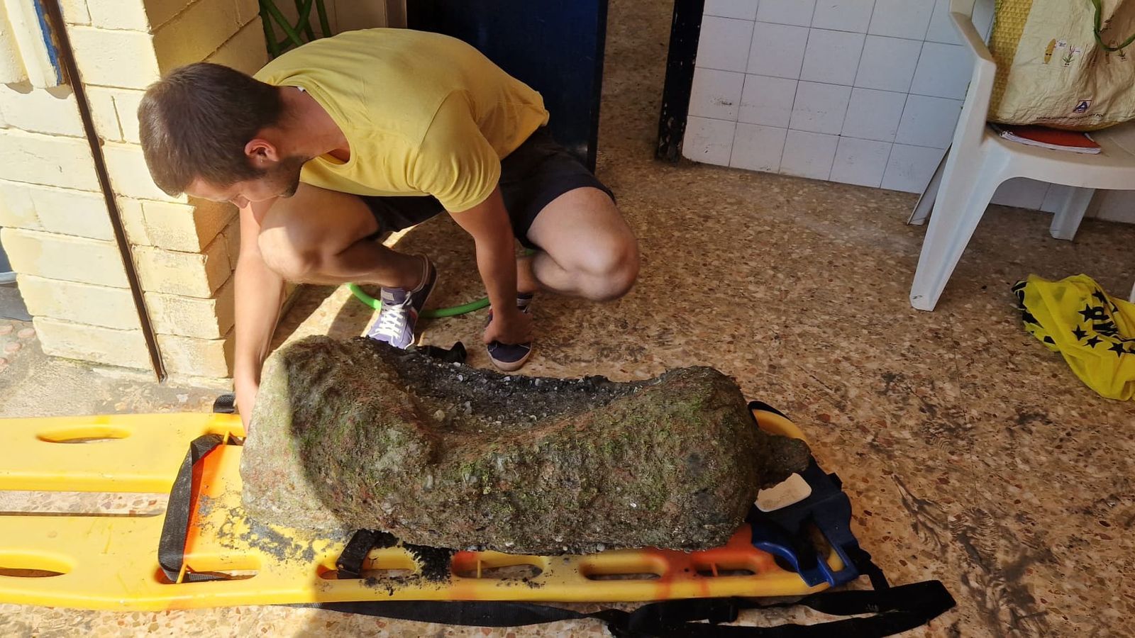 Restes d'un possible canó trobades a la platja Lisa de Santa Pola