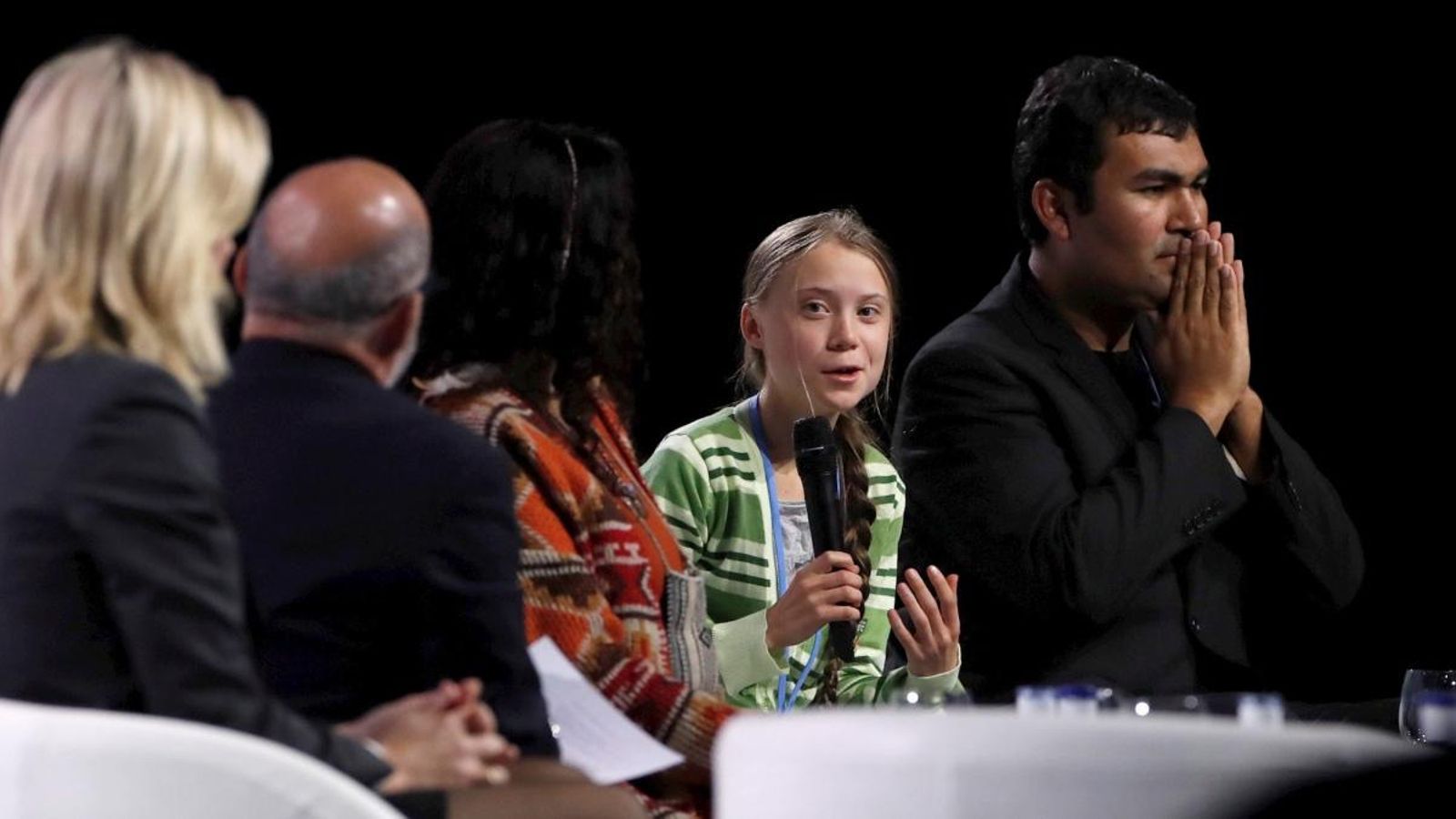 L'activista Greta Thunberg, en el debat posterior a la seua intervenció