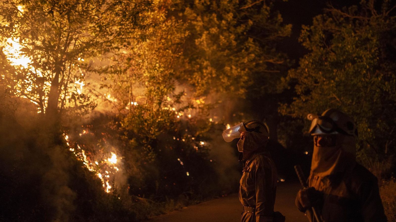 Bombers forestals realitzen tasques d'extinció a O Barco de Valdeorras