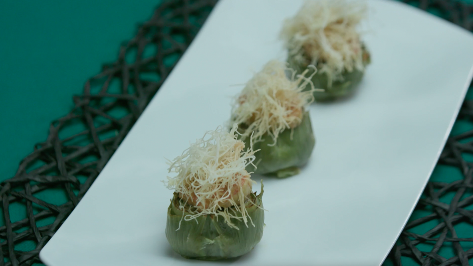 Carxofes amb torró i "foie"