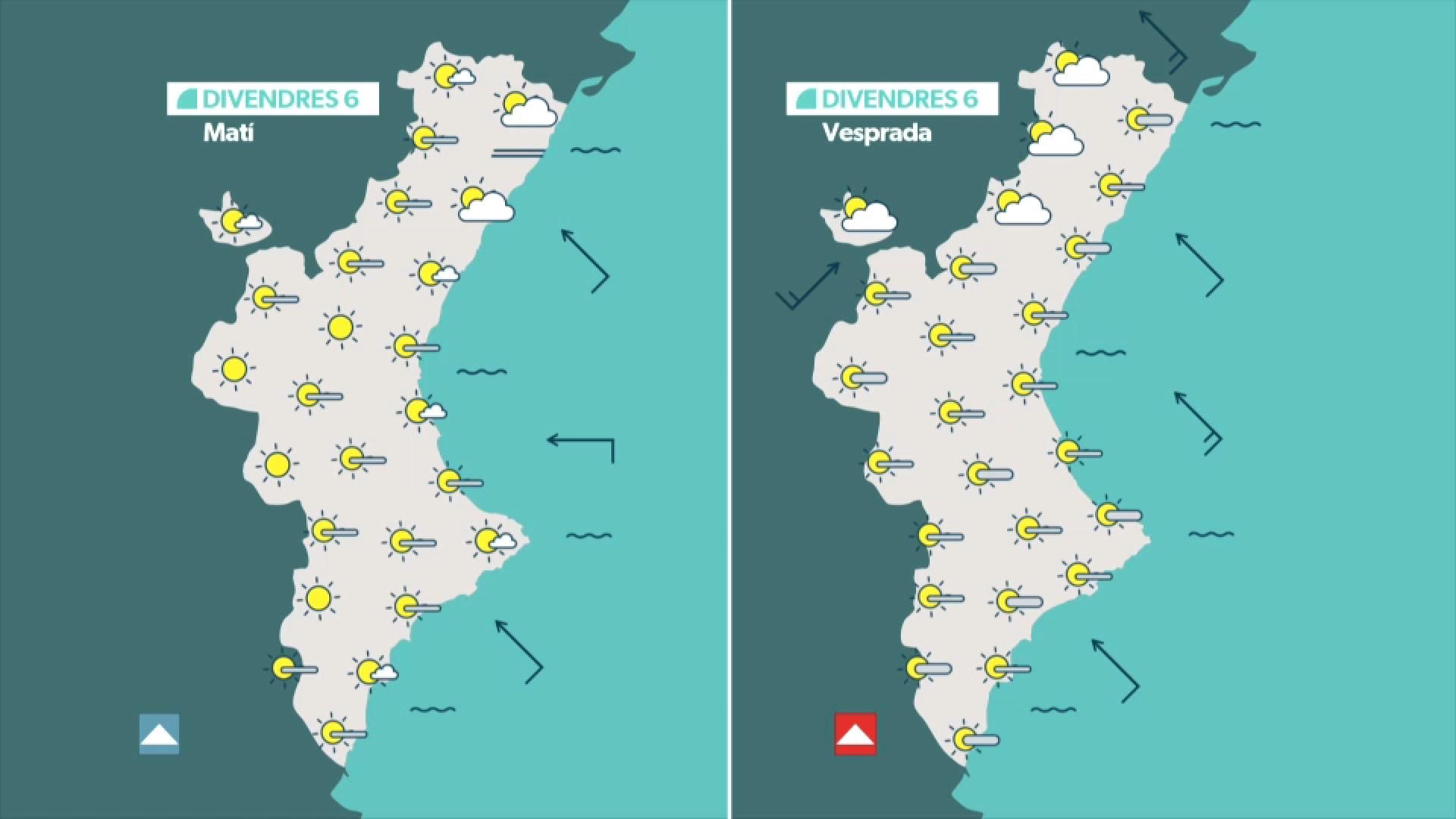 La previsió per a este divendres 6 de juny La previsió per a este divendres 6 de juny