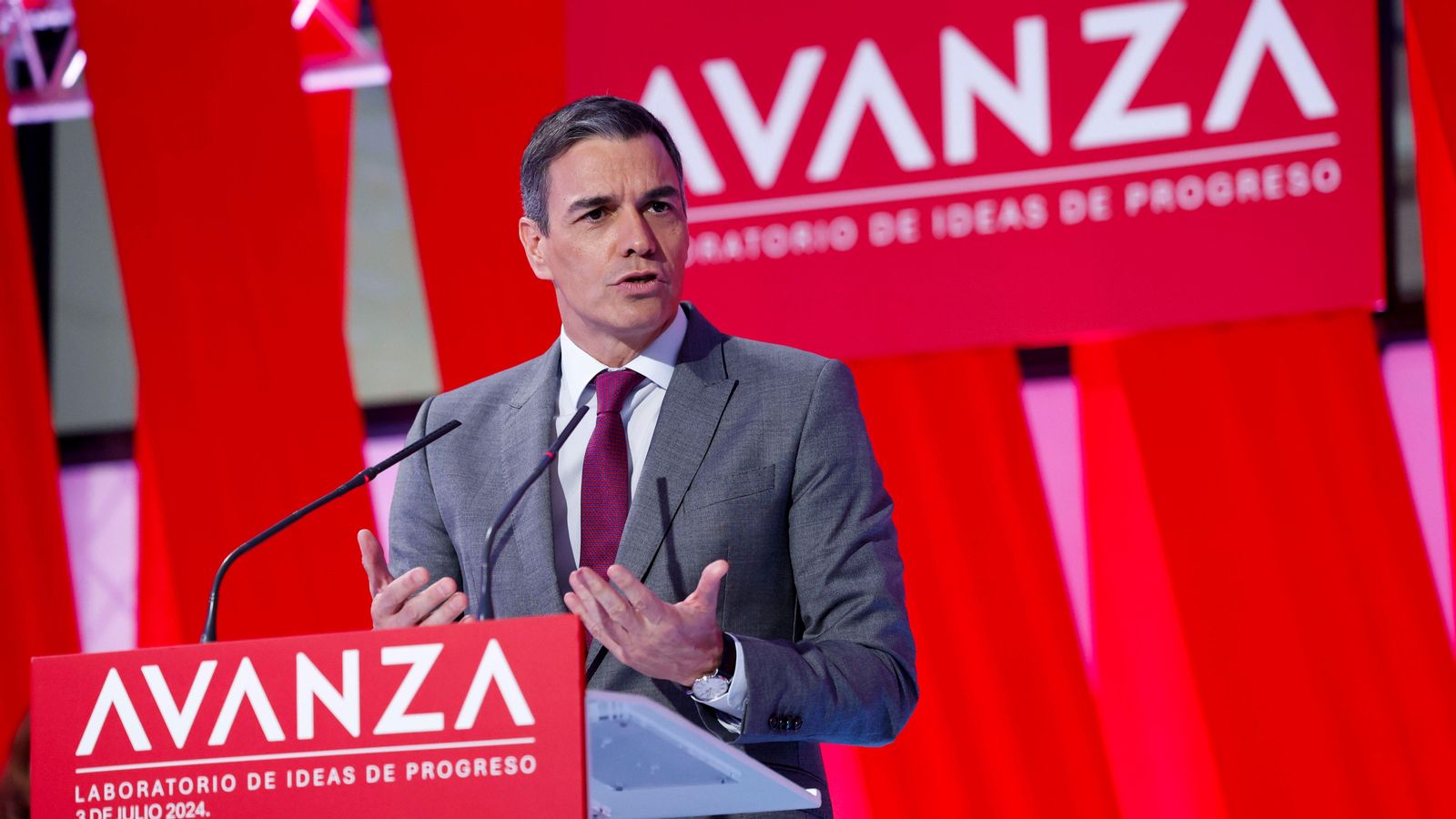 El secretari general del PSOE, Pedro Sánchez, en la presentació de la fundació Avanza