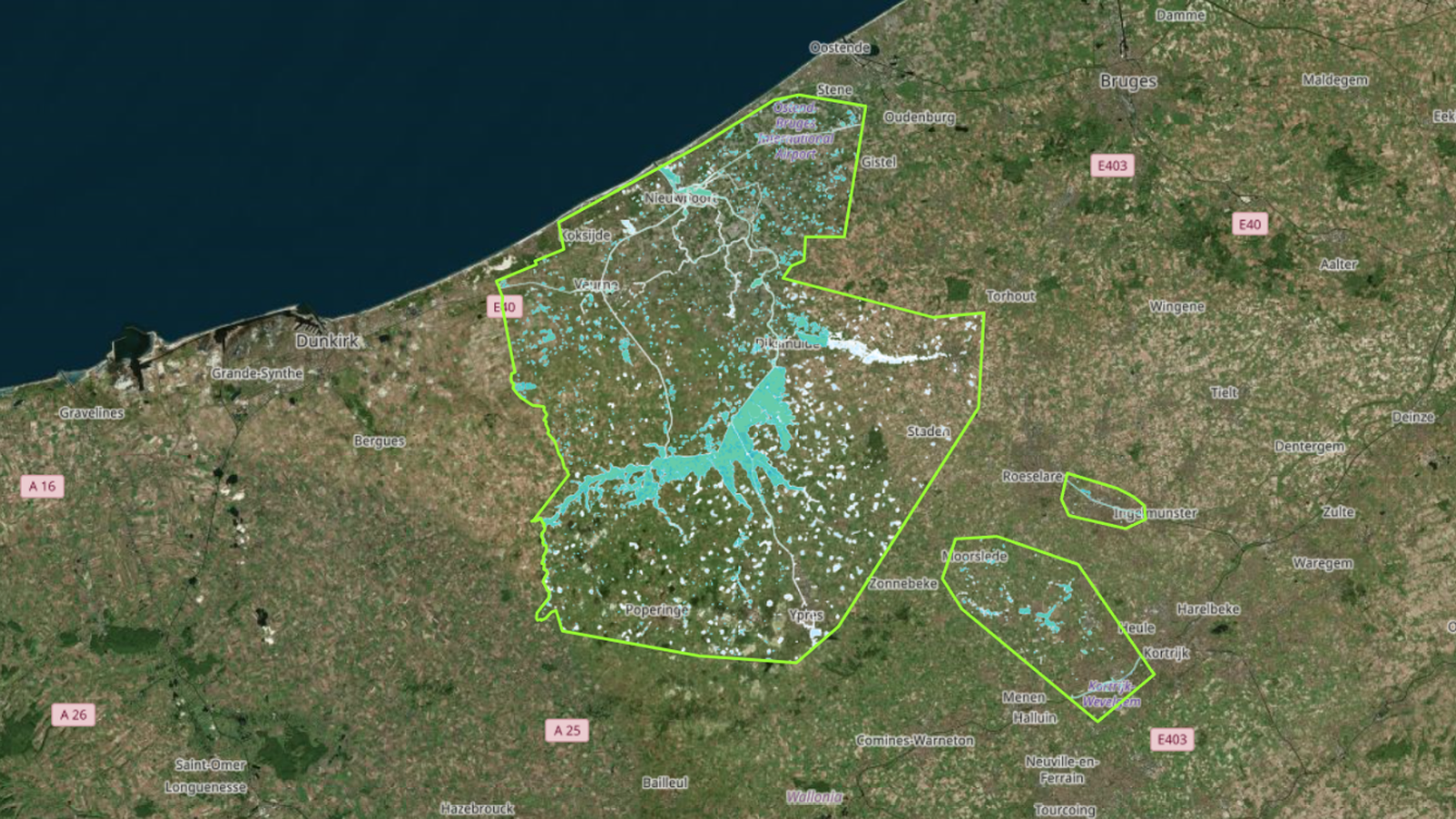 Imatge de satèl·lit de les inundacions a Bèlgica de l'observatori de la Unió Europea Copernicus