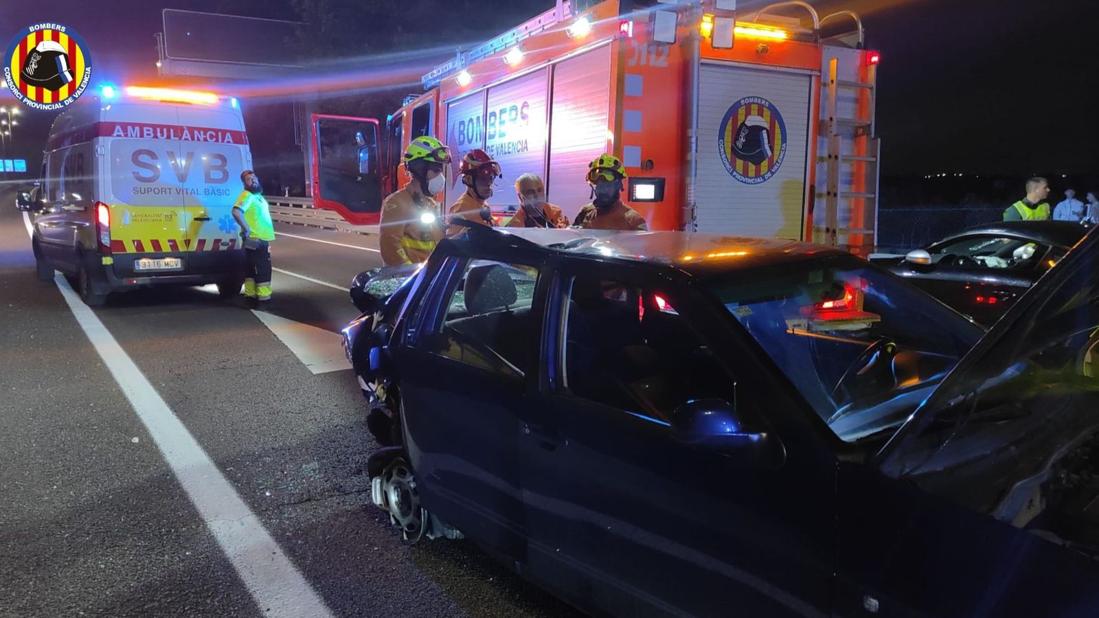 Un dels vehicles implicat en un dels dos accidents que van tindre lloc en l'autovia de Torrent, a l'altura de Picanya