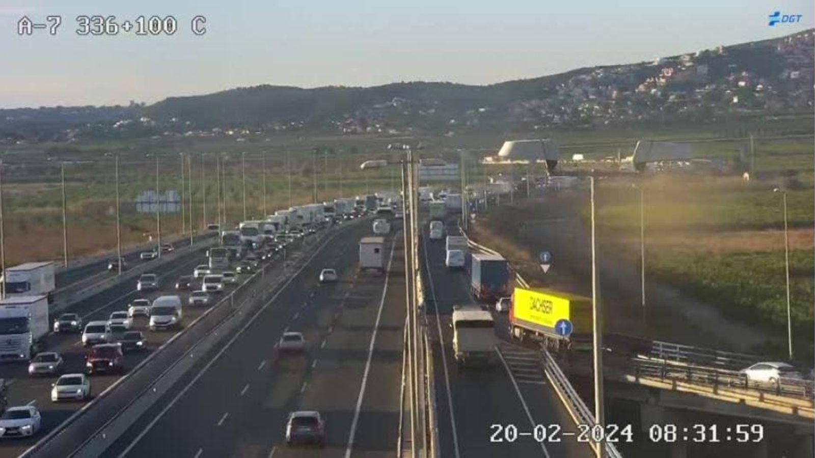 Retencions en el kilòmetre 336 de l'AP-7 en direcció a Castelló de la Plana