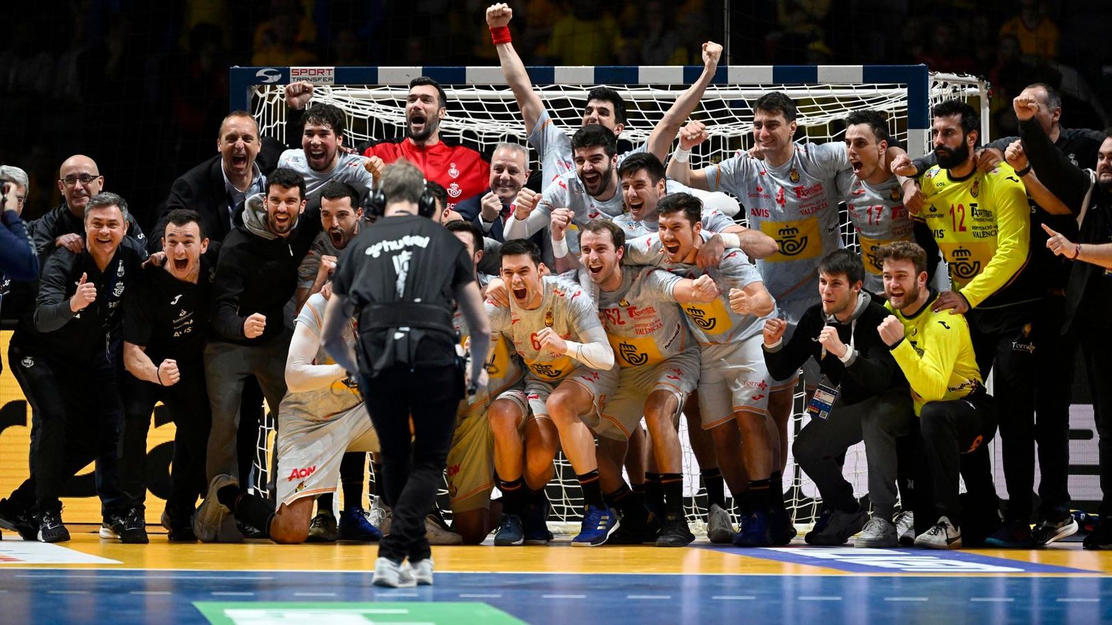 Els jugadors espanyols celebren el triomf