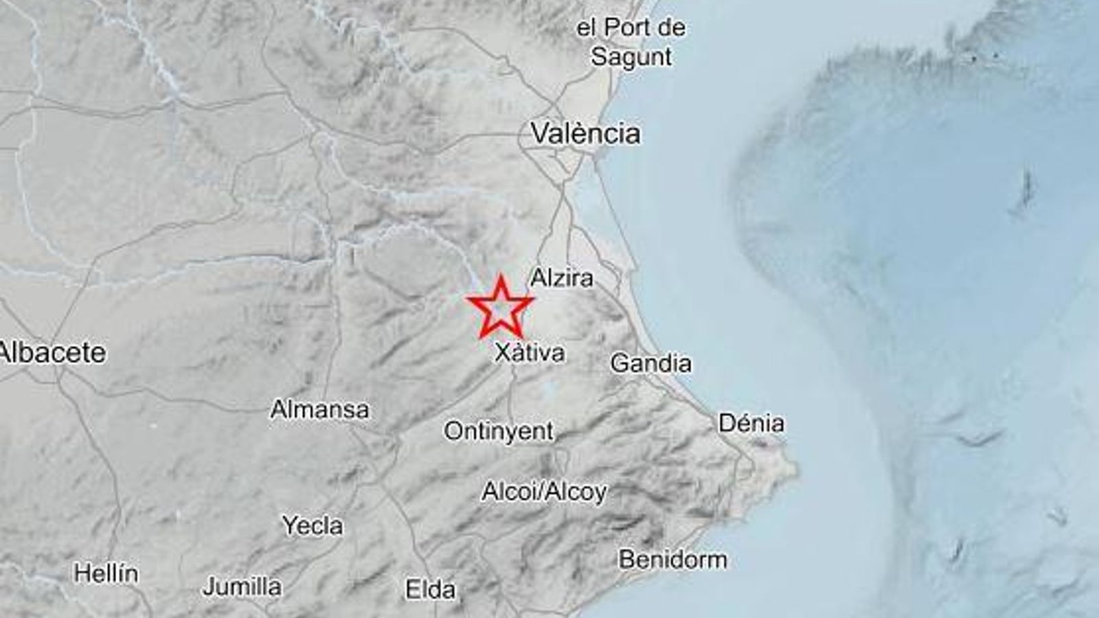 Mapa d'on s'ha registrat l'últim terratrèmol
