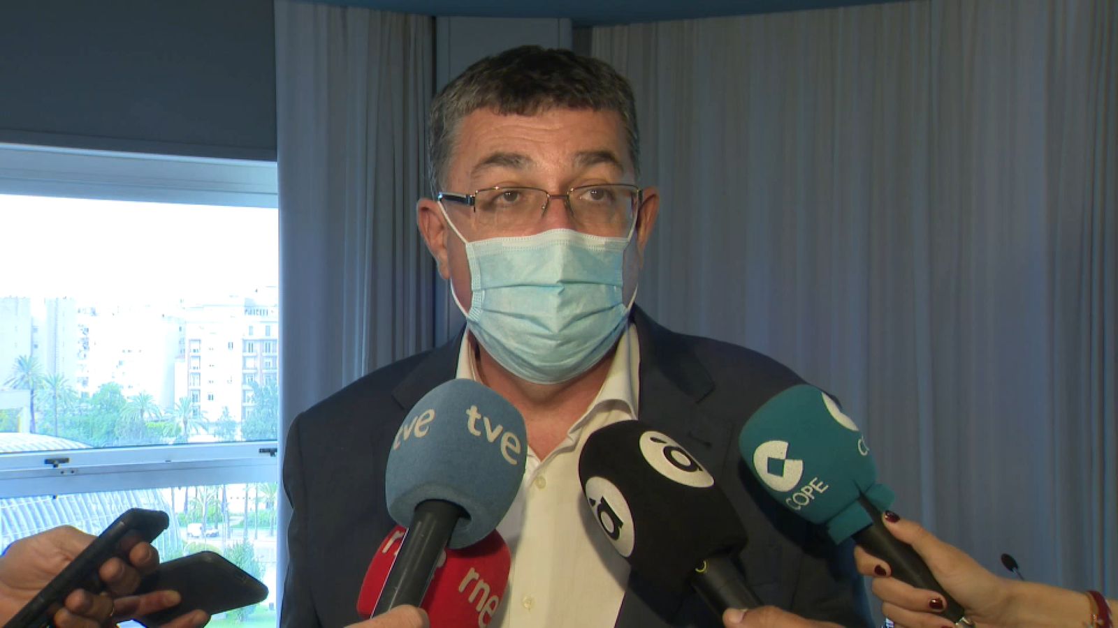 El president de les Corts, Enric Morera, després del desdejuni informatiu que ha oferit aquest dimarts per a fer balanç del curs parlamentari