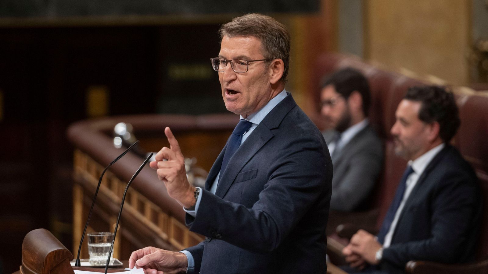 El líder del Partit Popular, Alberto Núñez Feijóo, durant la sessió plenària sobre l'amnistia al Congrés