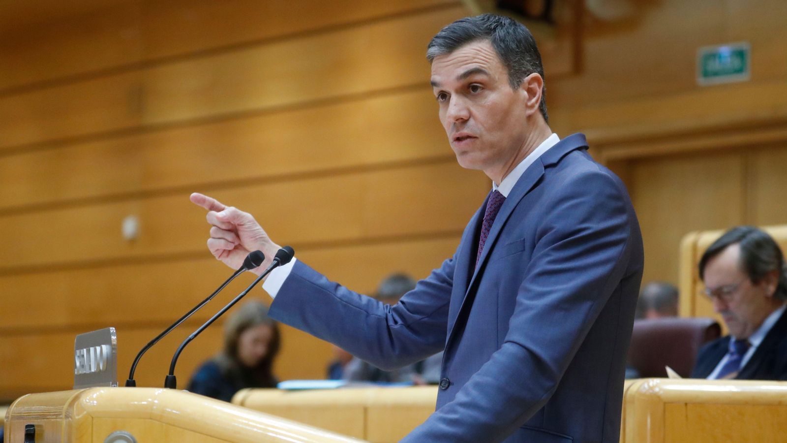 El president del govern espanyo, Pedro Sánchez, en el ple del Senat