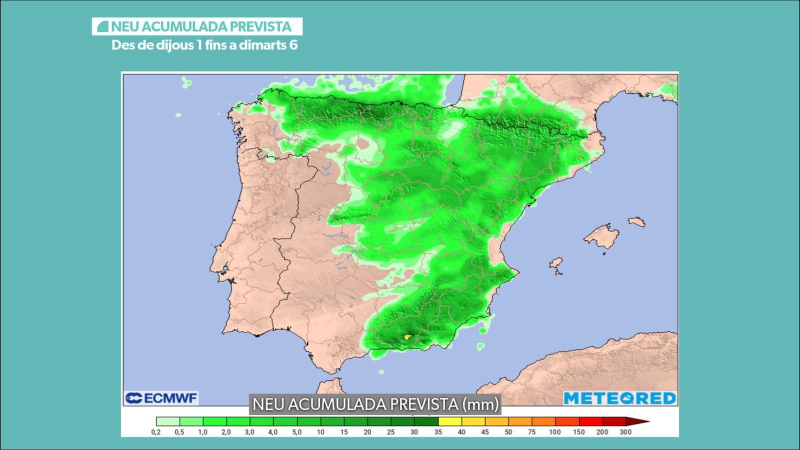 NEU ACUMULADA PREVISTA ENTRE DIJOUS 1 I DIMARST 6