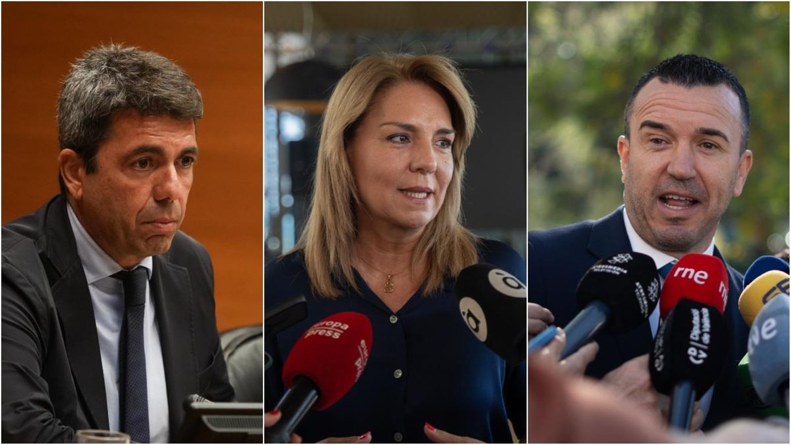 D'esquerra a dreta, el cap del Consell en funcions, la vicepresidenta i el president de la Diputació de València