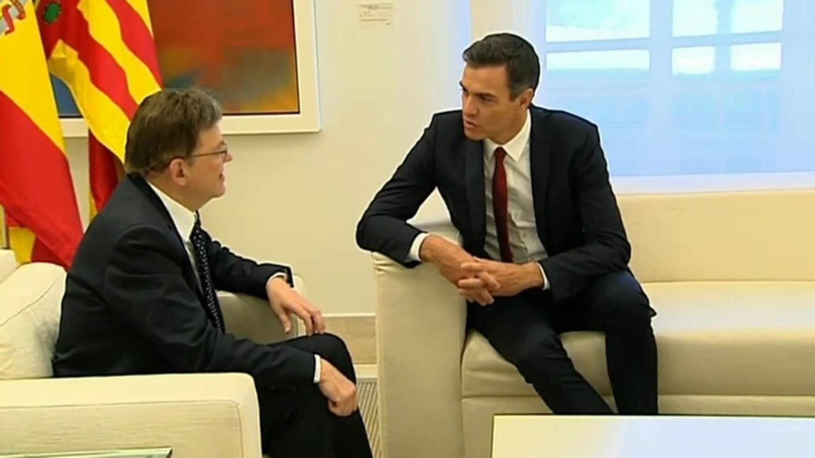 Ximo Puig i Pedro Sánchez durant la reunió que mantingueren el passat mes d'octubre a la Moncloa