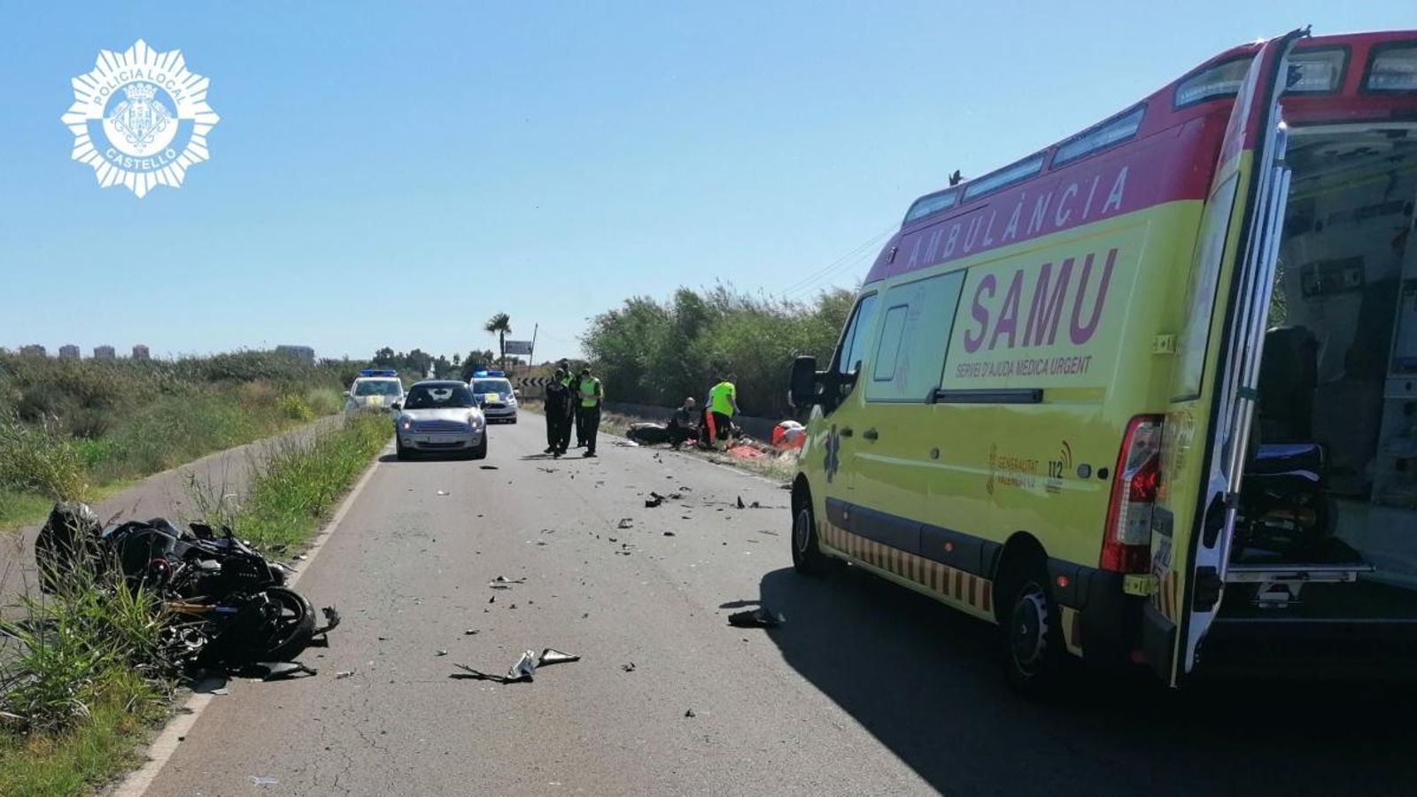 Accident entre dues motocilcetes en un tram del camí de la Ratlla de Benicàssim