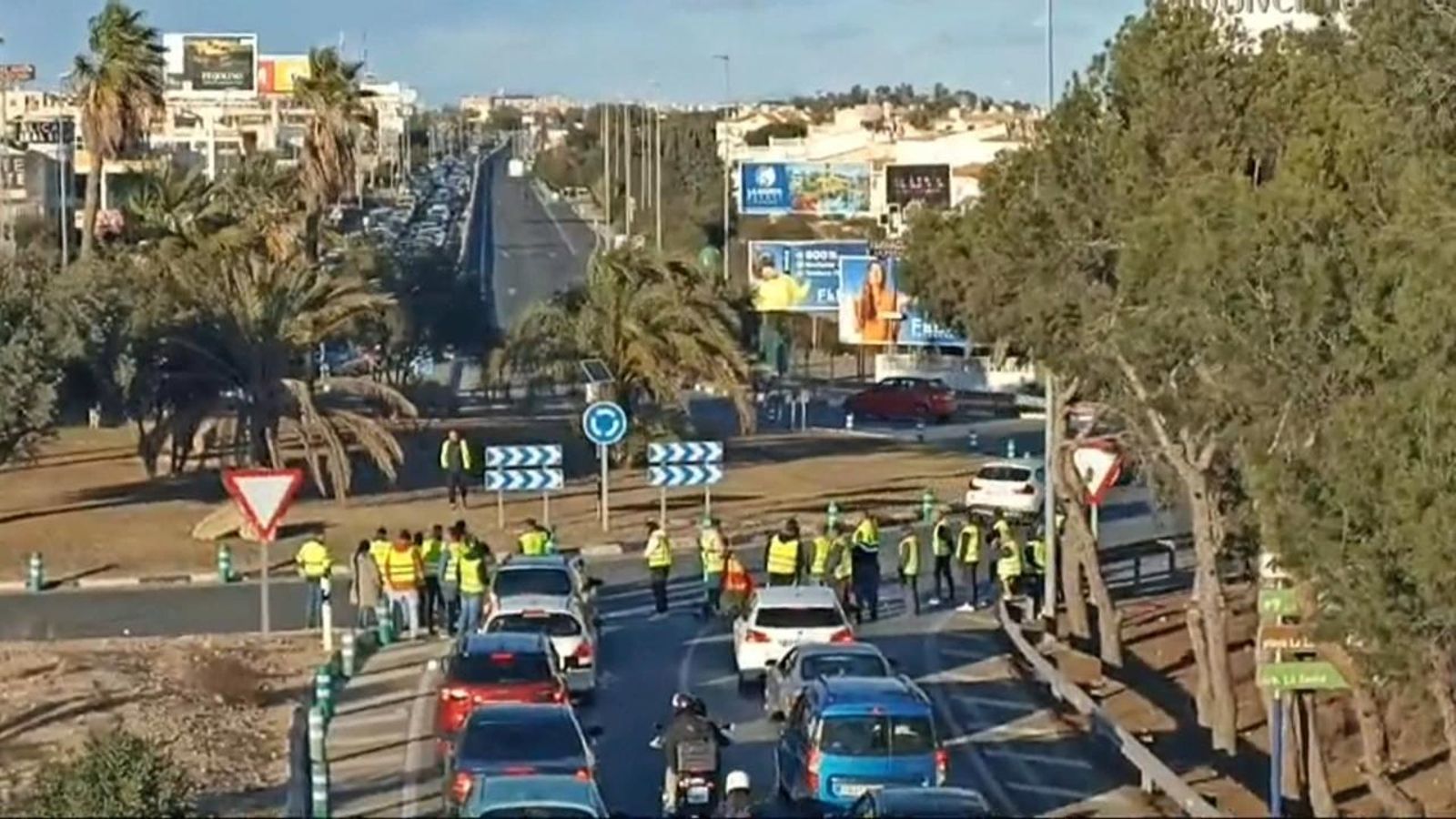 Una setantena d’agricultors tallen l'N-332 per La Cenia (Baix Segura)