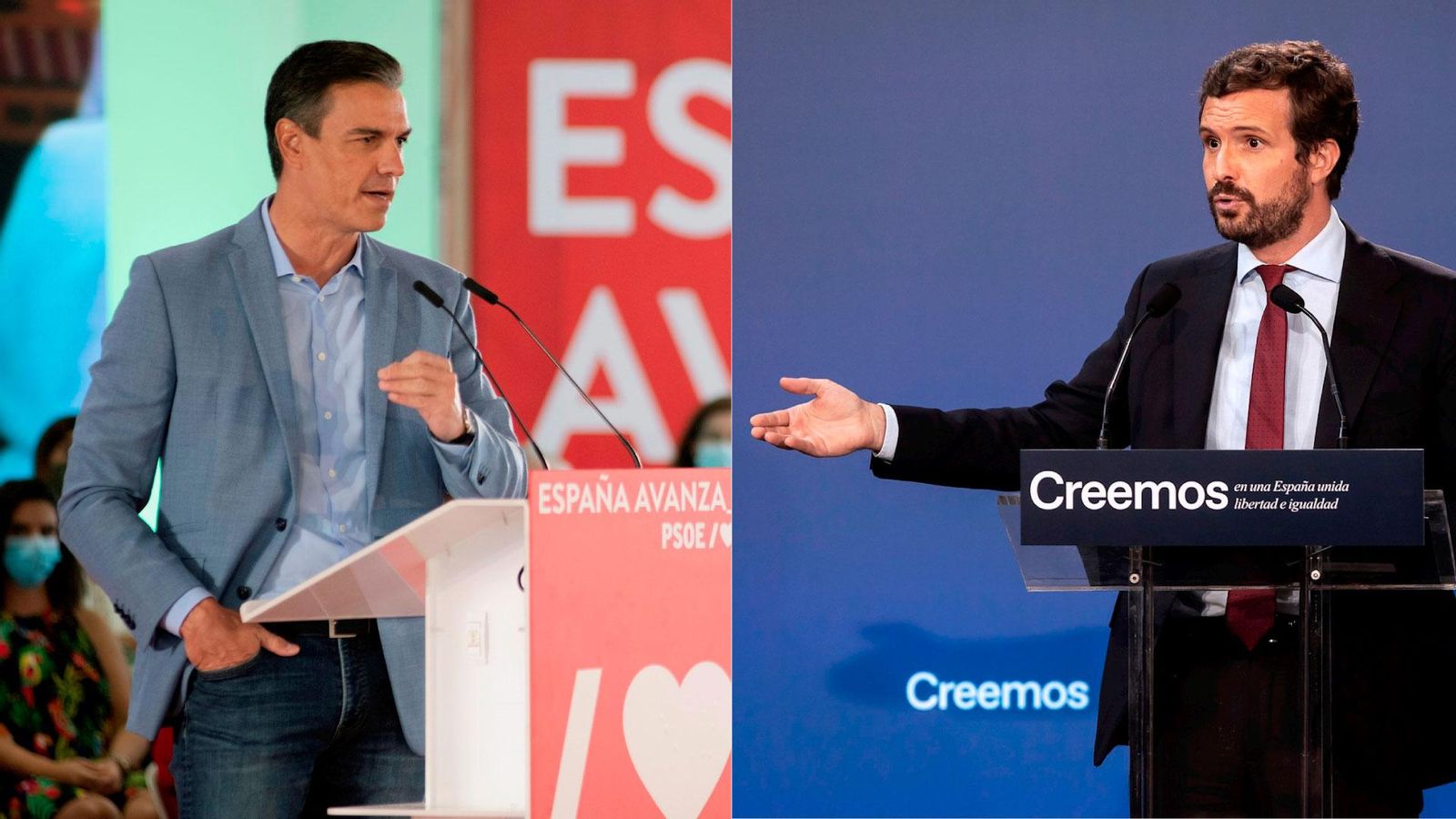 El secretari general del PSOE, Pedro Sánchez, i el president del PP, Pablo Casado.