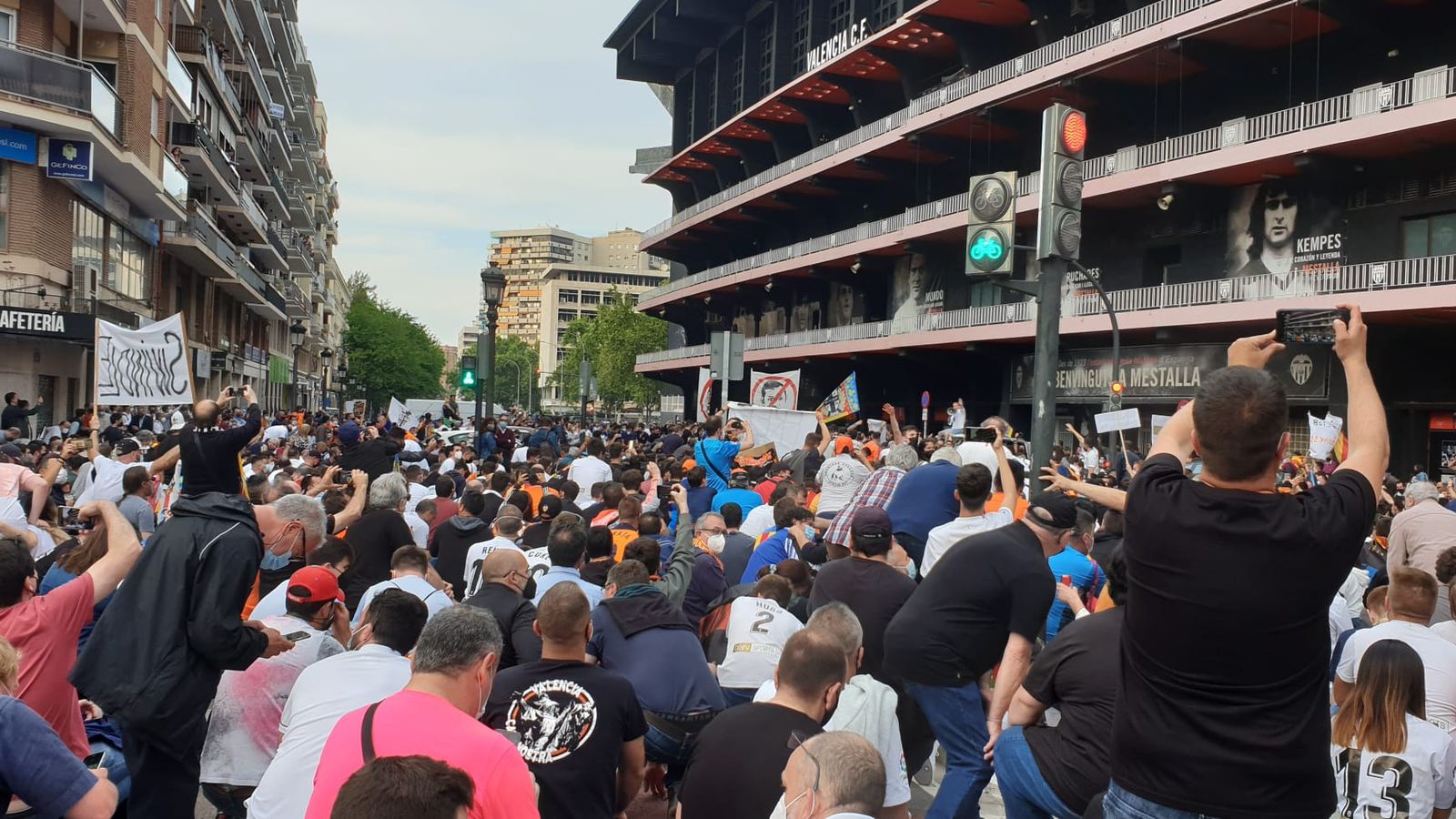 Manifestació de maig de 2021 a les portes de Mestalla