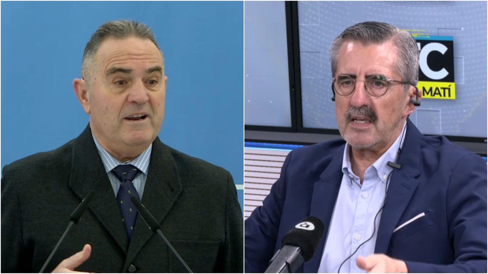 D'esquerra a dreta, el responsable autonòmic per a la reconstrucció, Francisco José Gan i el seu homòleg al govern espanyol, José María Ángel