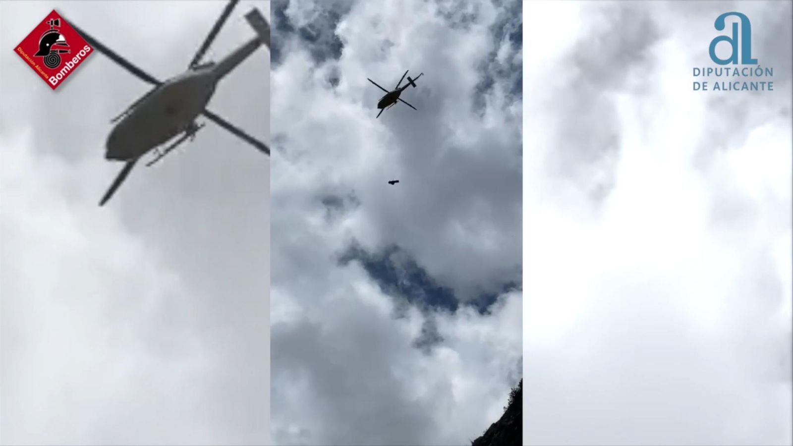 Moment del rescat en helicòpter de la senderista