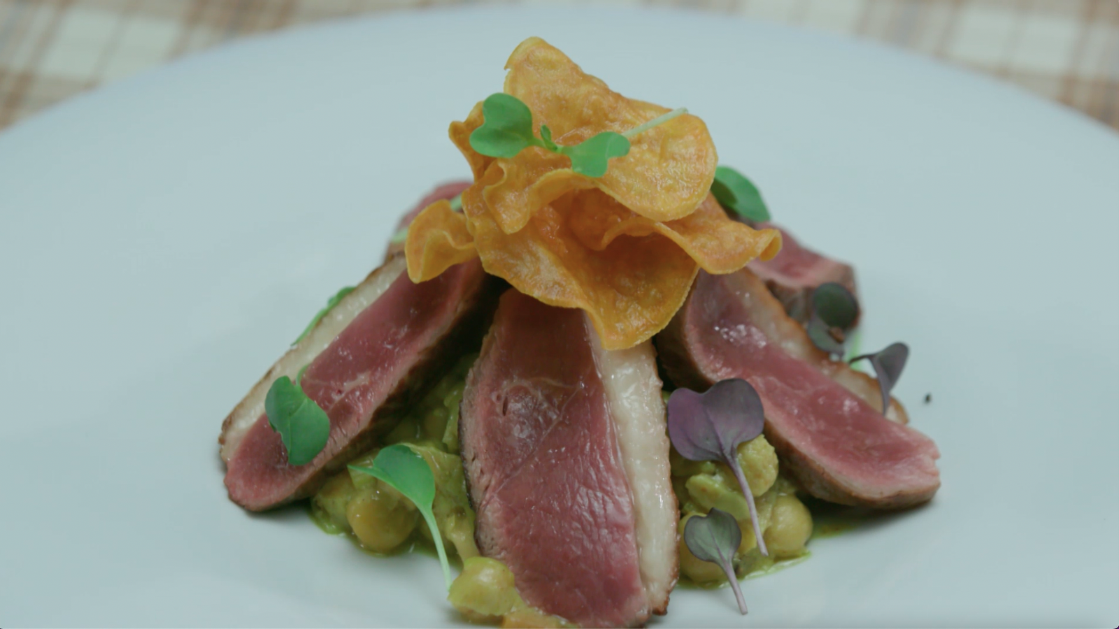 Curri de cigrons amb magret d'ànec