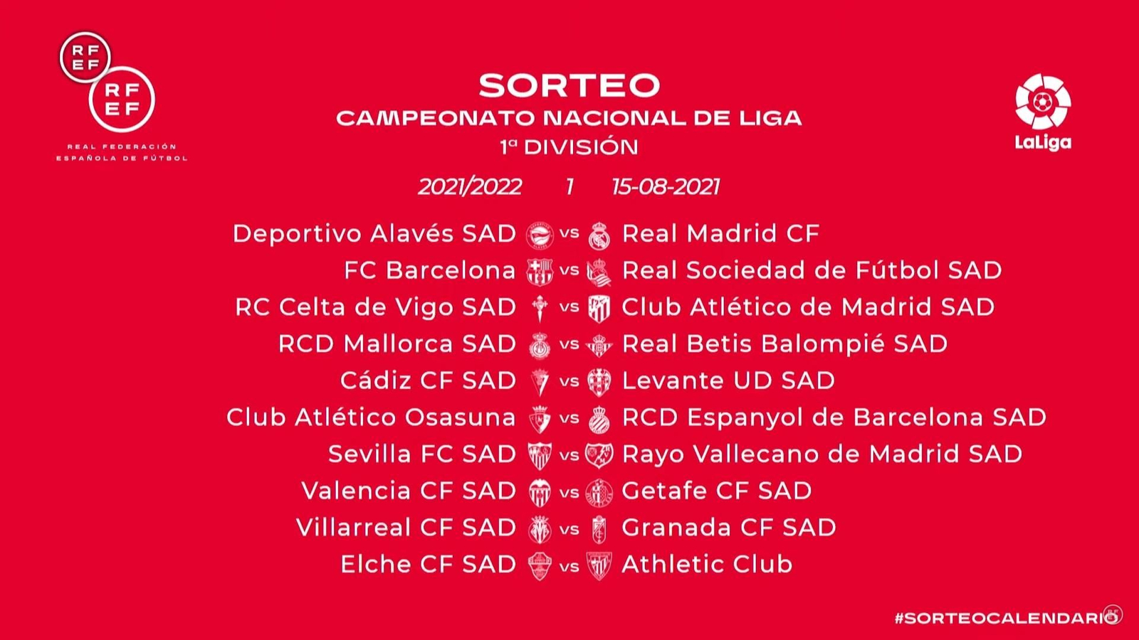 Així serà la primera jornada de lliga