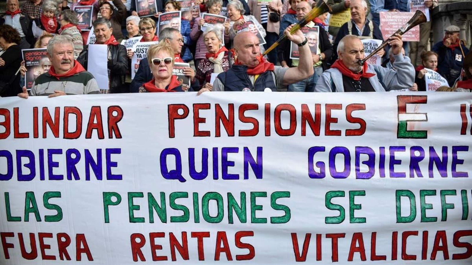 El col·lectiu dels pensionistes, durant una manifestació