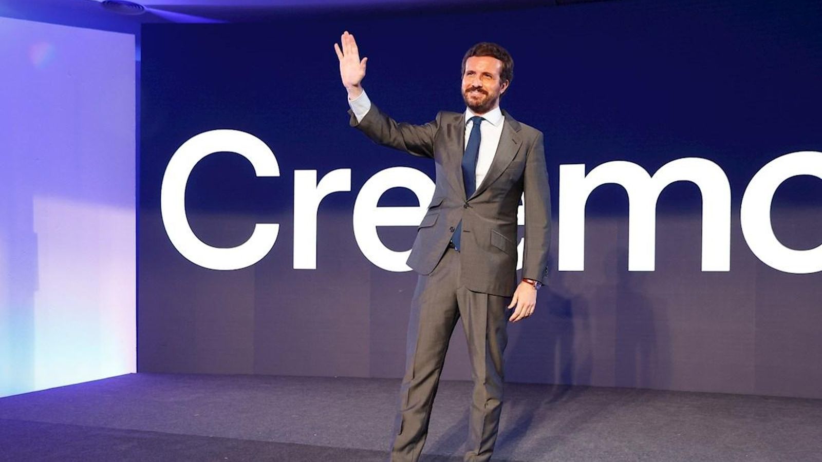 El president del PP, Pablo Casado, en la presentació de la convenció nacional dels populars