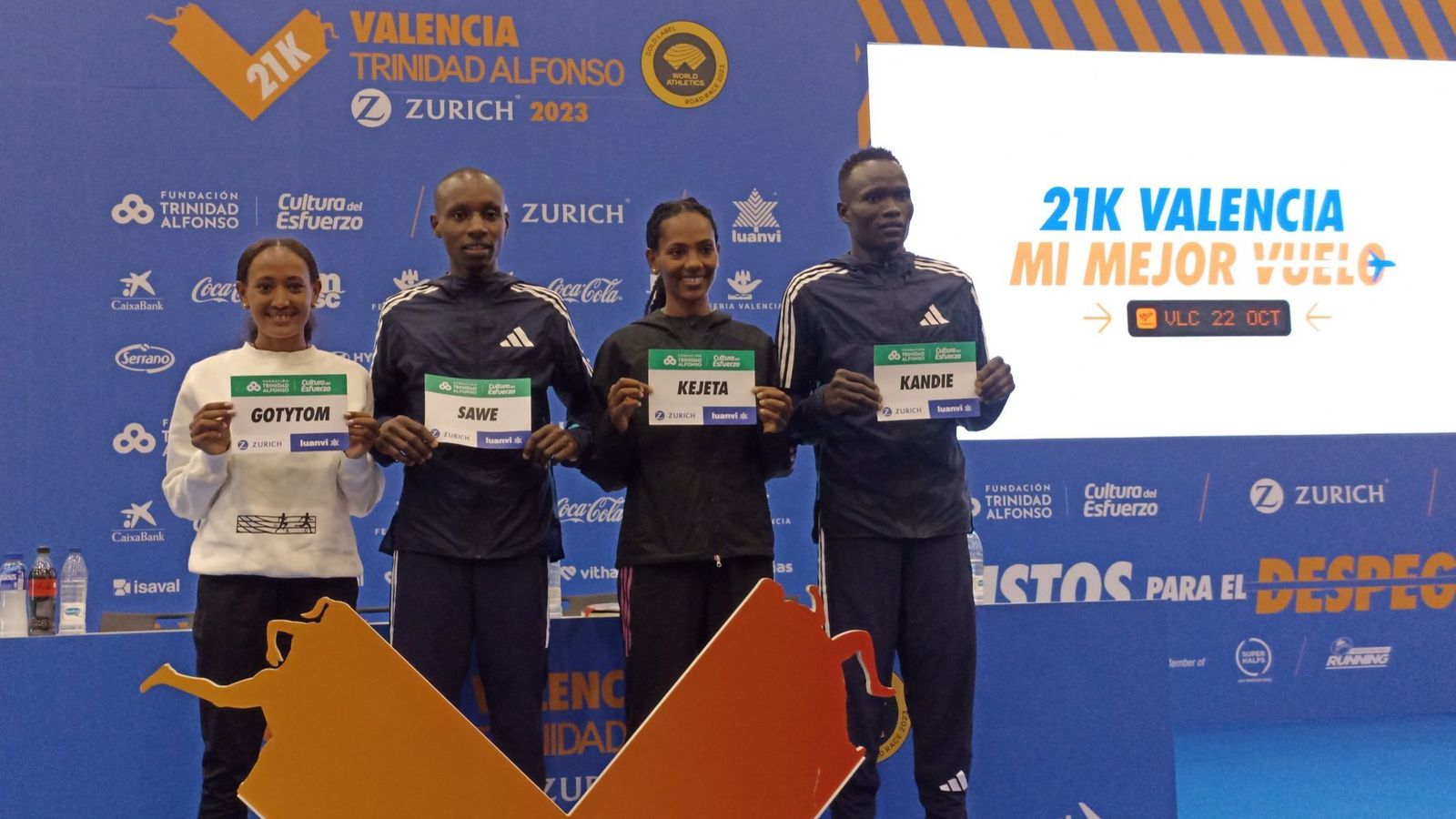 Gotytom, Sawe, Kejeta i Kandie, en la presentació de la prova