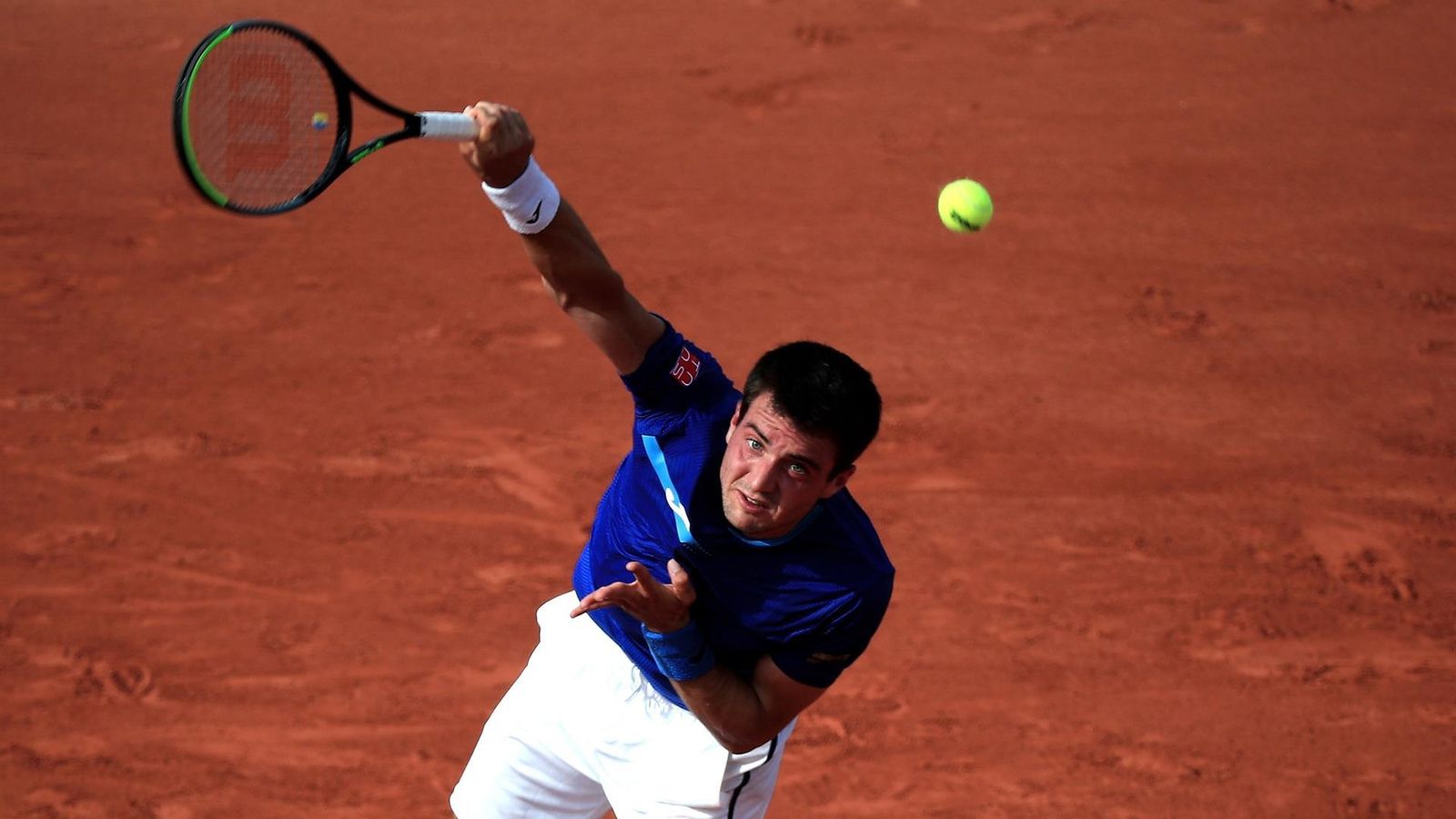 Pedro Martínez, en una acció del partit contra Tsitsipas