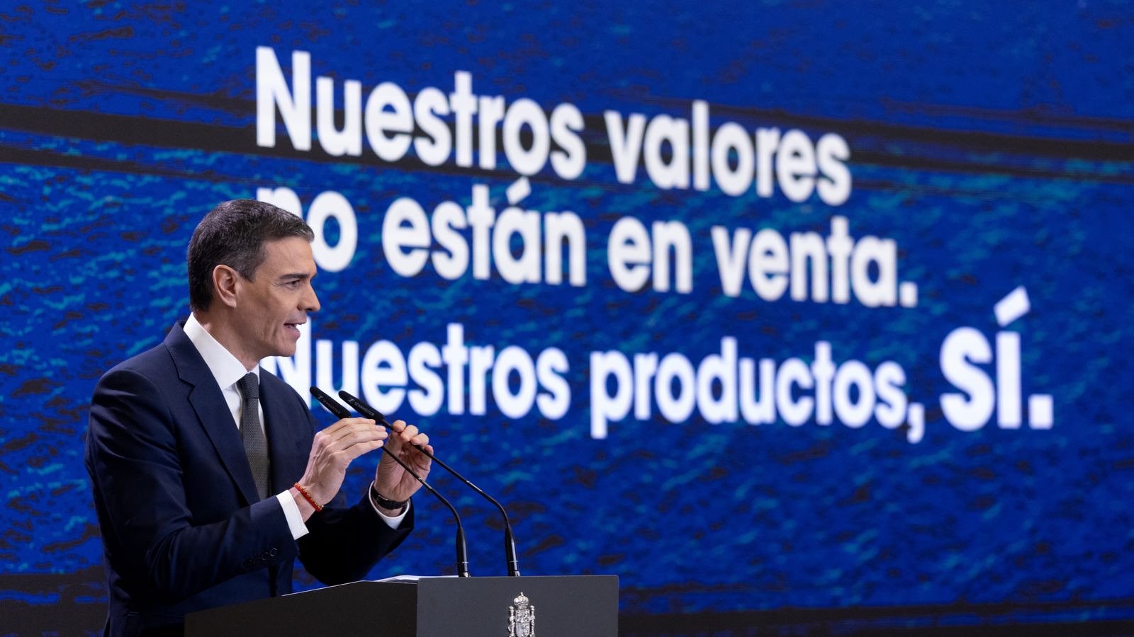 Imatge d'arxiu del president del govern espanyol, Pedro Sánchez, en roda de premsa