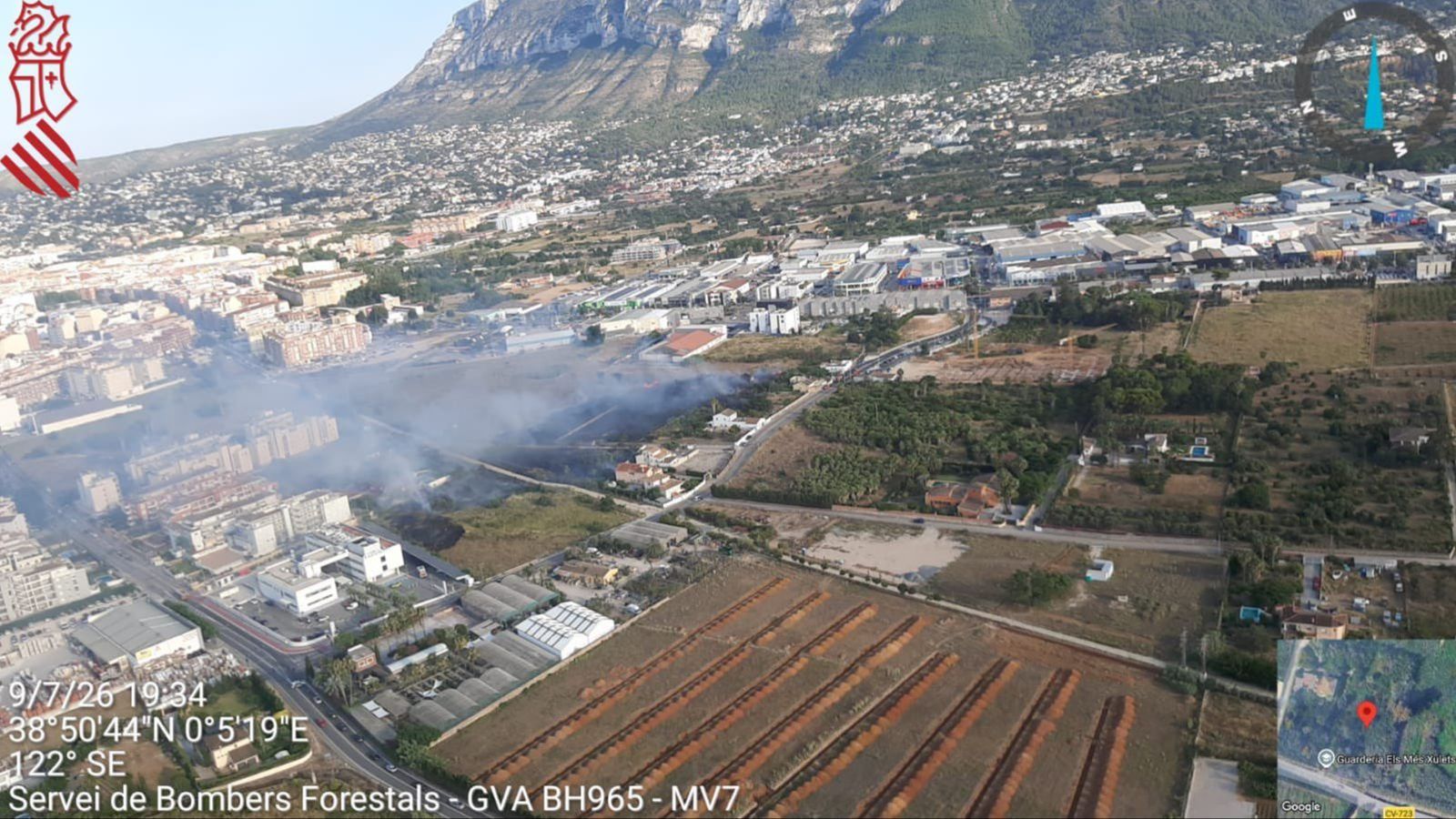 Imatge aèria de l'incendi a Dénia