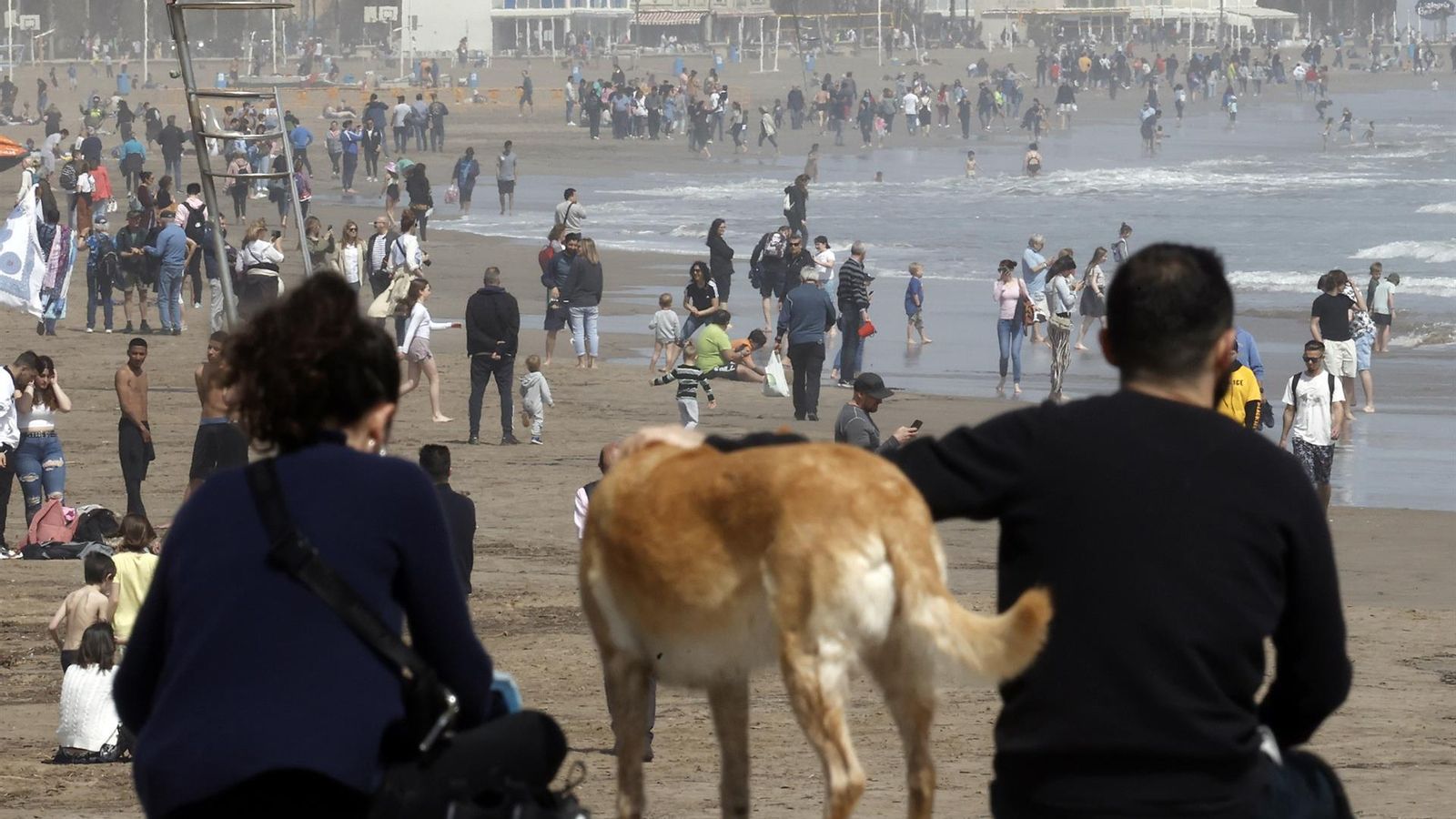 Afluència a la platja de València aquest dijous