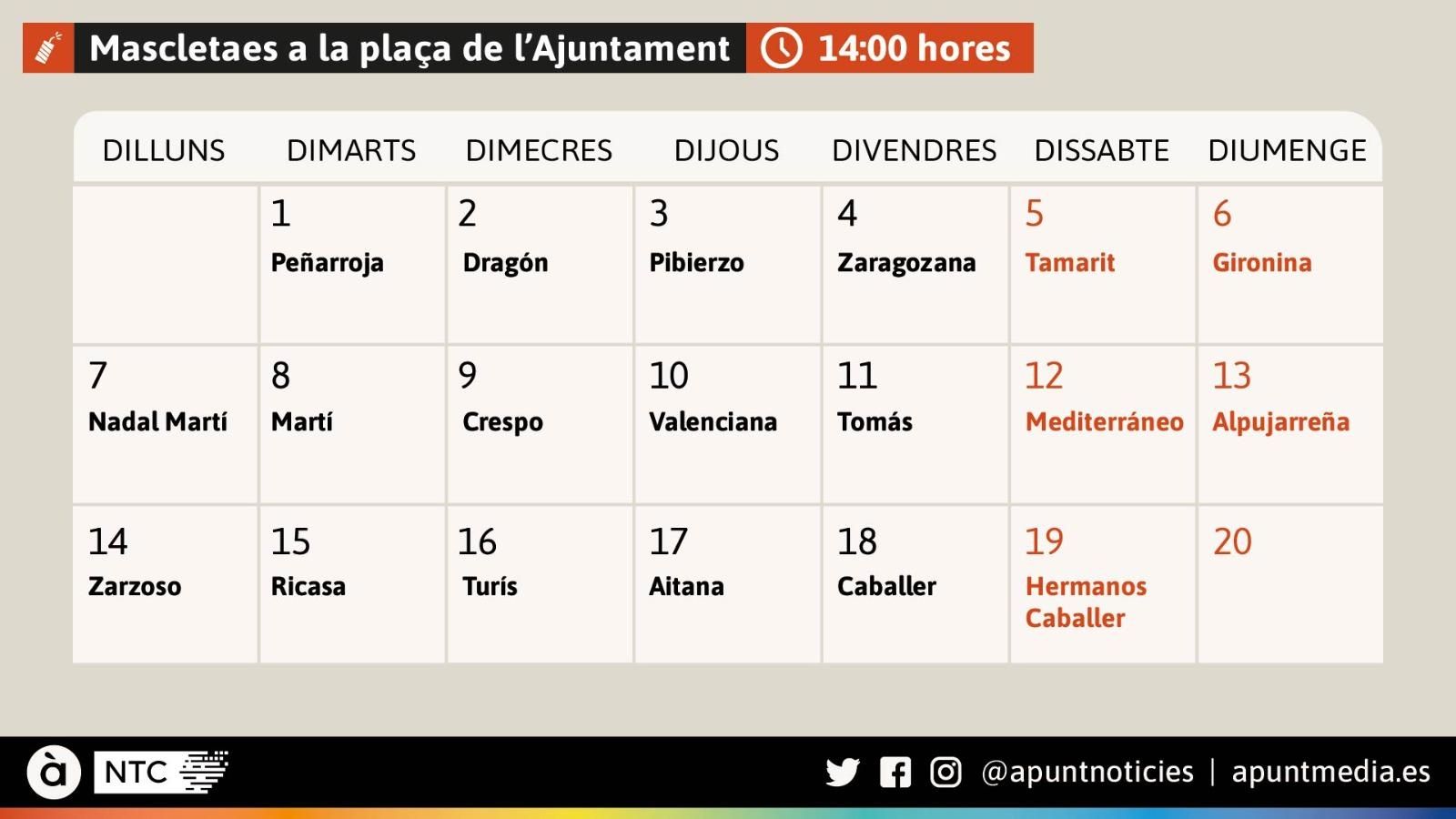 Calendari mascletaes de les Falles22