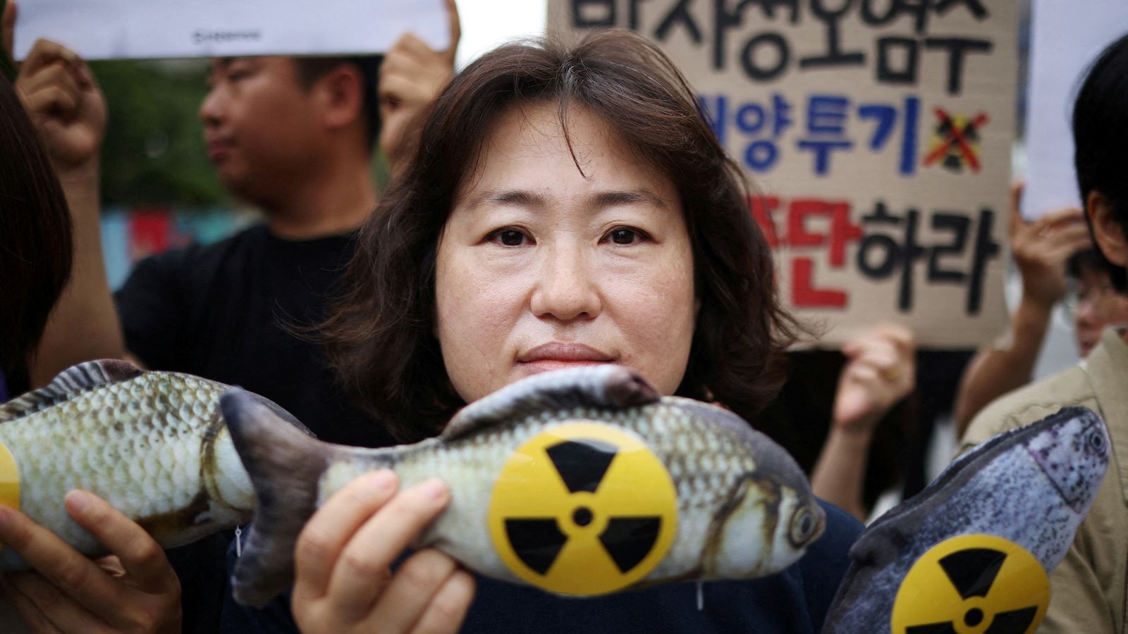 En imatge, una manifestant durant una de les protestes a Corea del Sud contra la decisió del Japó