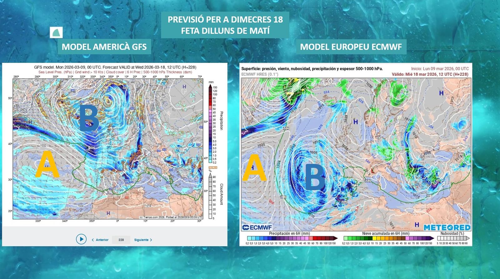 Primera previsió de dimecres 18