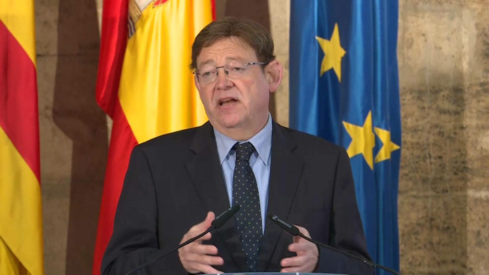 Puig, aquest dilluns durant la roda de premsa per a presentar la guia de ventilació a les escoles