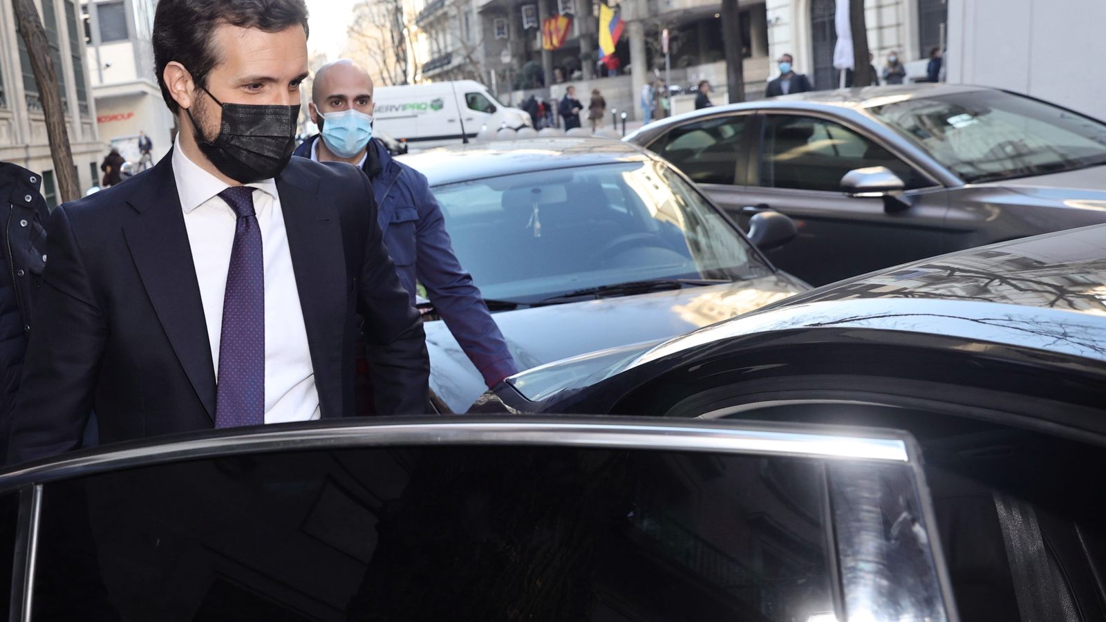 Pablo Casado a l'eixida d'una entrevista radiofònica, el 18 de febrer de 2022