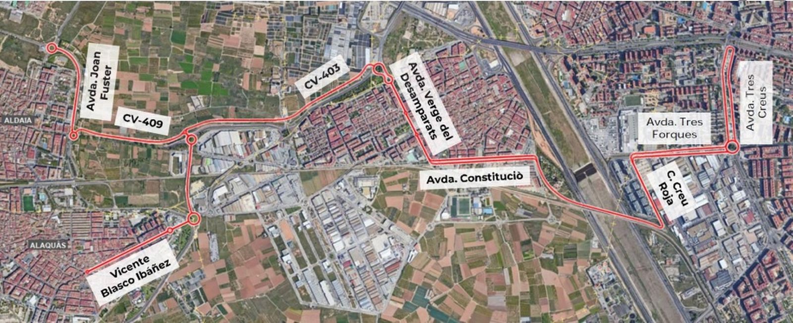 Traçat corresponent a l’alternativa seleccionada per a la plataforma reservada de transport públic