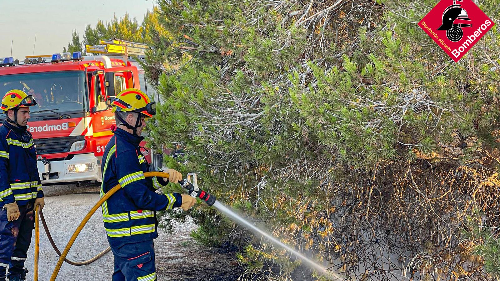 Imatge d'arxiu dels bombers de la Diputació d'Alacant treballant en un incendi