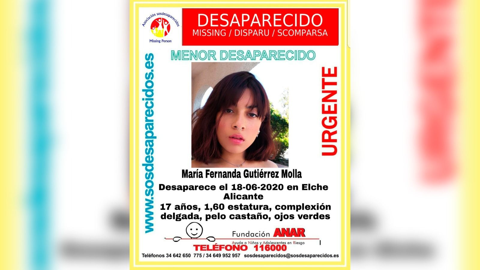 María Fernanda Gutiérrez va ser vista per última vegada a la ciutat d'Elx.